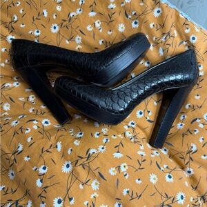 Calvin Klein Black Textured Heels